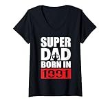 Photo Gallery donna super dad born in 1991 dad birthday 1991 compleanno 1991 maglietta con collo a v Photo Gallery donna super dad born in 1991 dad birthday 1991 compleanno 1991 maglietta con collo a v