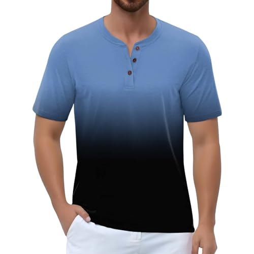 Generisch Herren Basic T-Shirt mit Knopfleiste
