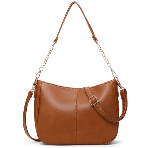SENDEFN Bolso de Hombro Mujer, Bolso de la Vendimia Elegante de Crossbody, Bolsos Bandolera de la Cadena de Cuero Shopper con Correa de Hombro Desmontable