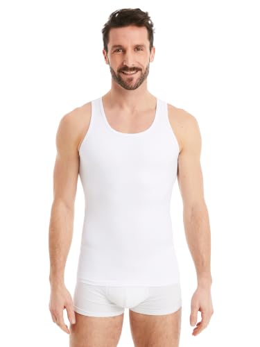 FINN Shapewear Herren Kompressionsshirt Bauch-Weg Unterhemd & Body-Shaper Männer Ärmelloses Tank-Top aus Baumwolle für flacheren Bauch und bessere Haltung Weiß Weiss XXL