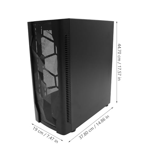 Gabinete para computadora Vaguelly Full Tower ATX con panel lateral completo de vidrio templado, patrón Black Ice, compatible con sistemas de enfriamiento por agua para PC de escritorio en casa y oficina miniatura 7
