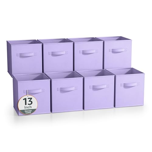 Sorbus Fabric Storage Cubes, 8 Pack, with Handles (13 Inch, Pastel Purple)