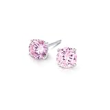 [Gift from New York] ピアス レディース ピンク 一粒ピアス 0.5ct 5mm プラチナ 加工 シルバー925 金属アレルギー対応 女性 プレゼント