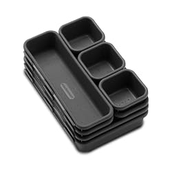 black individual compartment trays for organizing
