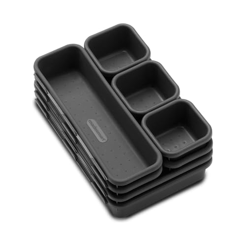 madesmart Classic 8 Piece Interlocking Bin Set, Granite