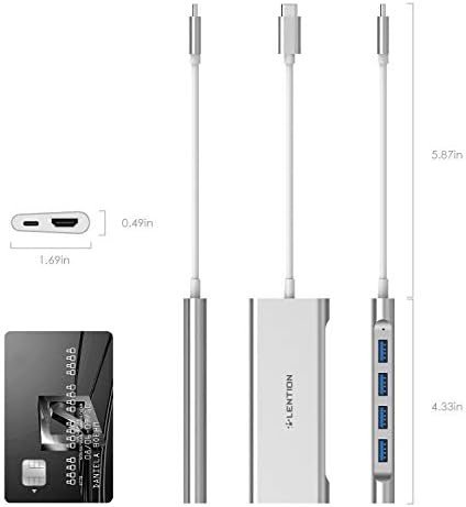 LENTION USB C Hub Multiport Adapter with 4K HDMI, 4 USB 3.0, Type C Charging Adaptor Compatible with 2022-2016 MacBook Pro13/14/15/16 New Mac Air, Surface, Steam Deck, Chromebook More(C35 Silver)