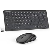 TECKNET Clavier et Souris sans Fil, 2,4 G Silencieux avec Récepteur Nano USB, France AZERTY, 12 R...