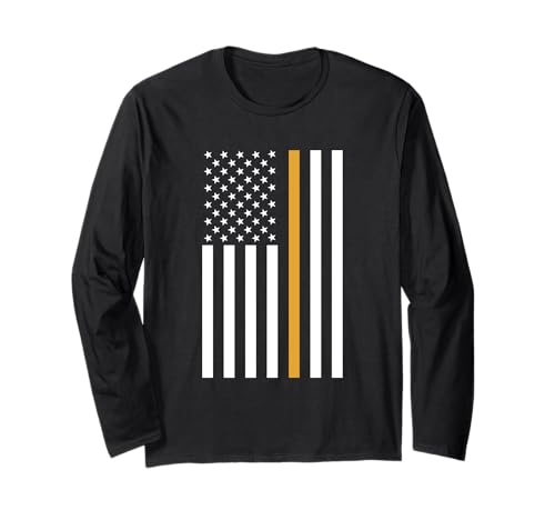 Black and White American Flag Yellow Stripe Dispatch Long Sleeve T-Shirt