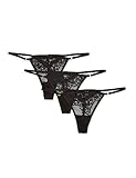  Amazon-Marke: Iris & Lilly Damen Tanga aus Spitze, 3er-Pack, Schwarz (Black Beauty), XL, Label: XL