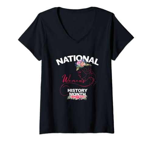Femme National Women's History months T-Shirt avec Col en V