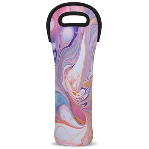 Neoprene Wine Tote Carrier Bag for Wine,Water, Champagne, Beer, Baby Bottles 15.6 x 5.1 Inches, Protective Wine Bag,Rainbow