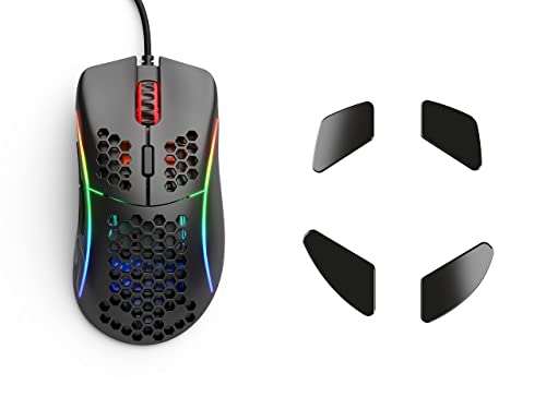 (Mouse + Ceramic Feet) Glorious Model D Gaming Mouse, Matte Black + Glorious G-Floats Polished Ceramic Mouse Feet for D/D- Mouse (Bundle)