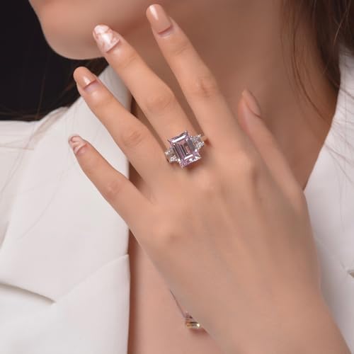 8 Carat Emerald-Cut 10 * 14MM Yellow Moissanite Engagement Ring in 14K Solid Gold over S925, Wedding Promise Ring for Women2