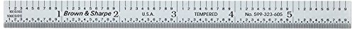 Brown & Sharpe 599-323-605 Chrome Finish Tempered Steel Rule, 6" Length