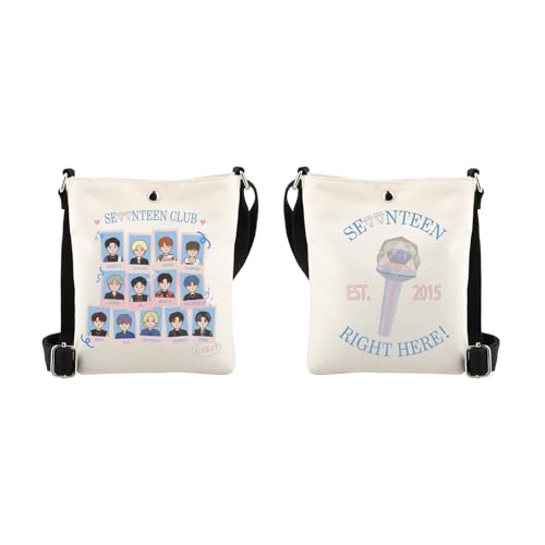 WSNANG Korean Band 17 Gift Korean Fans Carat Canvas Tote Bag Korean Music Lover Gift Korean Shoulder Bag Group Merch