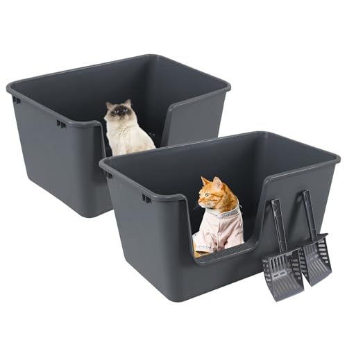 Arenero para gato extra grande plástico con lados altos, 2 unidades miniatura 7