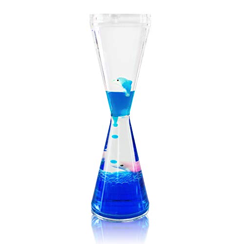 Colorful Liquid Motion Tall Bubbler Desk Sensory Toy Timer Floating Marine Life Sea Creatures for Play, Fidgeting, Captivating Distraction (Dolphin)