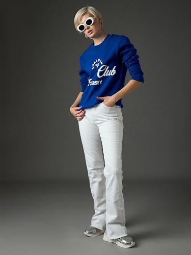 Image of Sassafras Women Padel Club Printed Regular Fit Fleece Sweatshirt