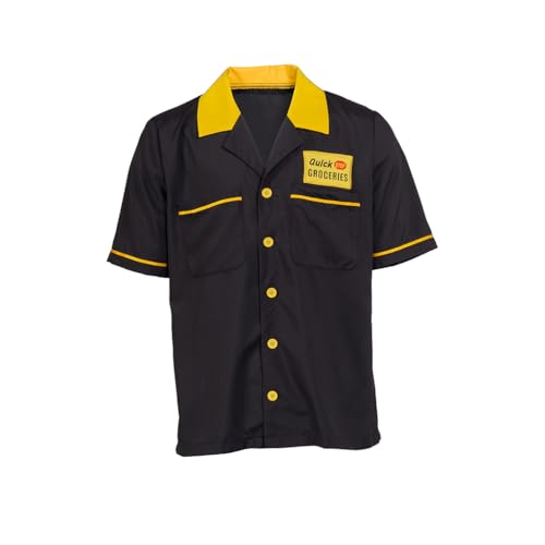 Men's Clerks 3 Cosplay Costume Shirt Clerk Jacket Randal Dante Jay Shirts Button Down Short Sleeves (US, Alpha, Medium, Regular, Regular, Black&Yellow)