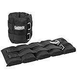 KOMODO Adjustable Ankle Weights with Removable Weight Pouches for Wrist Foot Strength Endurance Training (Black, 2 x 5kg (10kg Total))