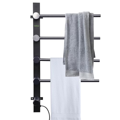 Towel Rack Warmer | 4 Wall Mounted Heated Towel Rack | Display Bathroom Towel Warmer with Timer, Electric Towel Heater for Hotel Gym
