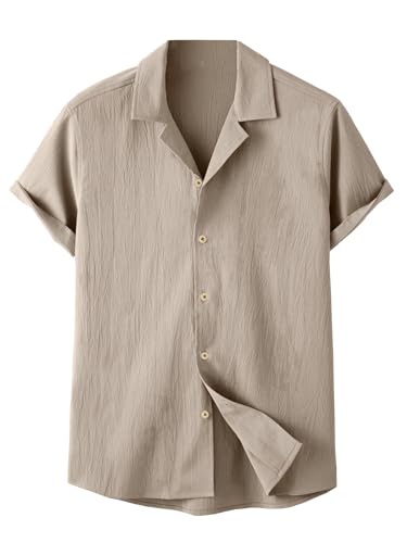 TAGDO Men's Regular Fit Casual Shirt (Popcorn-5171-Cream-L)
