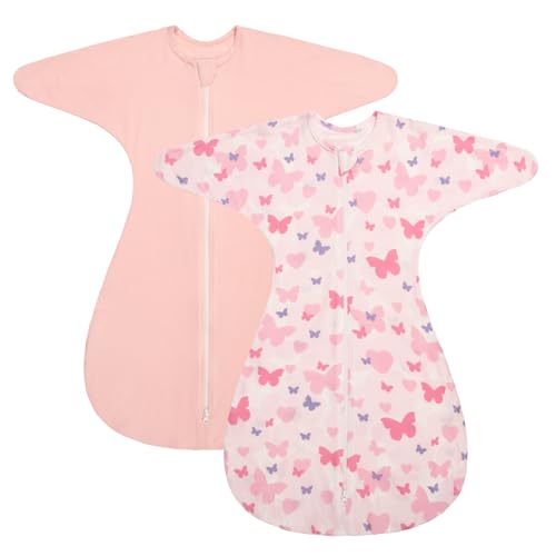 Image of ZIGJOY Swaddle Sleep Sack 6-12 Months, 0.5 Tog Baby Wearable Blanket | Rayon Made From Bamboo, Soft & Cool & High Stretchy. 2-way Zipper for Easy Diaper Changes. Long Sleeves Allow Self-soothing