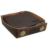 Hide & Drink, Durable Thick Leather Square Box Set Owl Coasters (6-Pack) Wood Furniture, Coffee & Kitchen Table, Home & Office Essentials Handmade :: Bourbon Brown