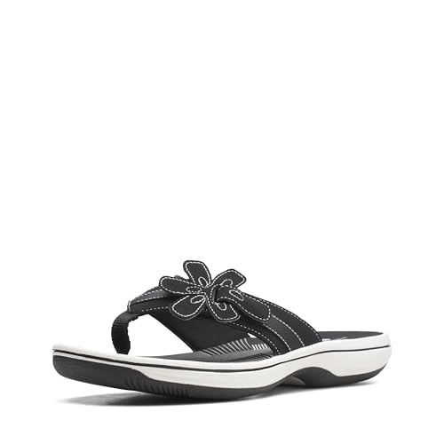 Clarks womens Brinkley Flora Flip Flop, Black Synthetic, 8 US by Clarks - Used condition - CA$33.01