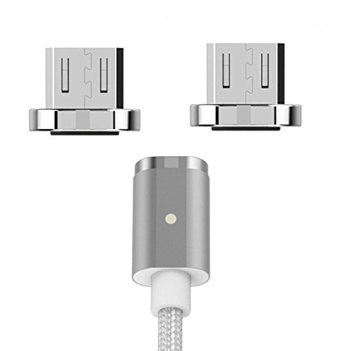 Wsken WAMTRONICS Magnetic Micro USB Cable, Nylon Braided Data Charger Lead with Metal Plug LED Indicator Light for Samsung S2 S3 S4 S6 S7 Edge, Note 2/3/4/5, Tab S2 S, LG G4 G3, Sony Xperia Phones