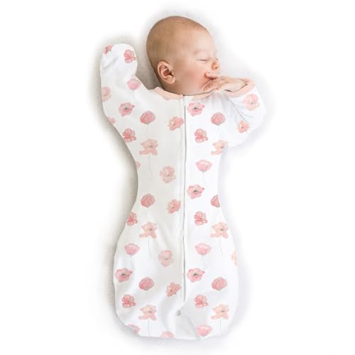 Image of SwaddleDesigns Organic Transitional Swaddle Sack, Arms Up Half-Length Sleeves & Mitten Cuffs, Most Gradual Transition Swaddle