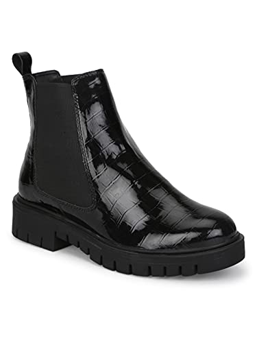 Truffle Collection Women’s ST-1008 Black Patent Leather Boots