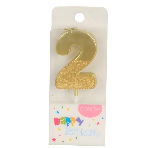 Image of Birthday Number Candles 20 for Kids Cake Topper Decoration Sparkle Gold Metallic Drip-Resistant Candles for Wedding Anniversary Graduation Retirement Twentyth Year Celebration Size 5 x 3.5 cm