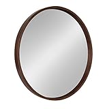 Kate y Laurel – Hutton redondo espejo de pared marco de madera decorativo