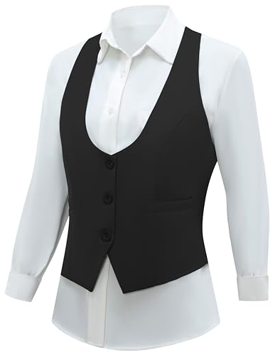 Foucome Vest for Women Dressy Casual Suit Vests Versatile Steampunk Racerback Waistcoat Vest Tops3