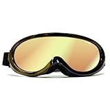 GloFX Gold Mirror Ski Goggles - Cyberpunk Reflective Glasses, Full-Face Design, Comfort Foam Padding, Adjustable Strap, UV Protection, Ideal for Raves & Festivals
