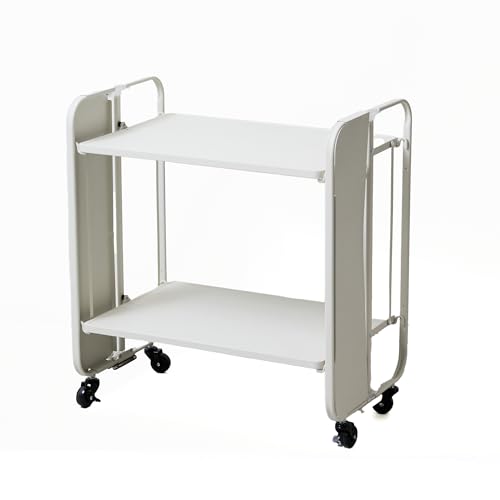 365methods フォールディングトローリー ホワイト 棚 移動式 軽量 シンプル キャスター付き スリム 省スペースに置ける 片面使用可 折りたたみ式 キャリーカート 移動式棚