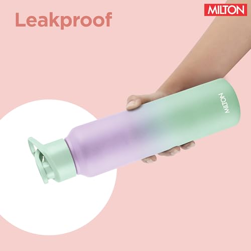 Image of MILTON Torino 1000 Stainless Steel Water Bottle, Leakproof Lid, Single Walled, ISI Certified I For School, Office, Gym I 980 ml, Purple & Mint Green