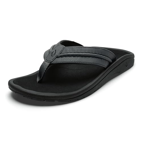Image of OLUKAI Hokua Men's Beach Sandals, Quick-Dry Flip-Flop Slides, Water Resistant & Wet Grip Rubber Soles, Compression Molded Footbed & Soft Comfort Fit
