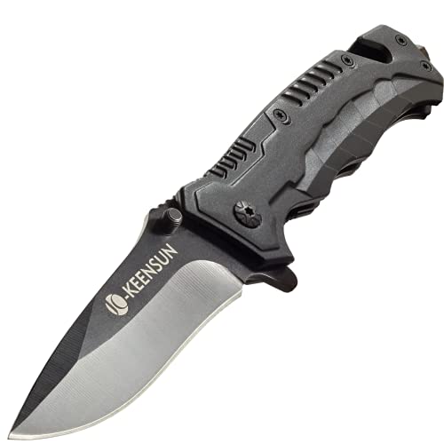 KEENSUN Klappmesser schwarz_2 Einhandmesser Survival Taschenmesser Outdoor Campingmesser Messer