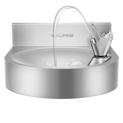 Alpine Water Drinking Fountain Wall Mounted - Commercial Hydration Station for Indoor & Outdoor in School, Parks, Courts & More (Stainless Steel)