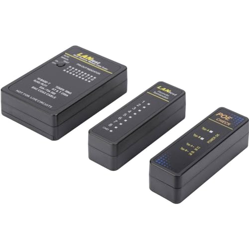 DIGITUS Testeur Réseau et Testeur Câbles - Appareil de contrôle PoE - Scan Automatique - RJ45 RJ11 ISDN BNC - Câble réseau LAN Câble Coaxial