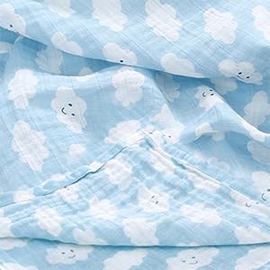 Image of Miracle Baby Muslin Swaddle Blanket for Girl Boy, 47 inchx47 inch 100% Cotton Muslin Extra-Large Swaddle Blankets, Muslin Swaddling Wrap Neutral Receiving Blanket for Newborn, 2 Pack, Cloud + Whale