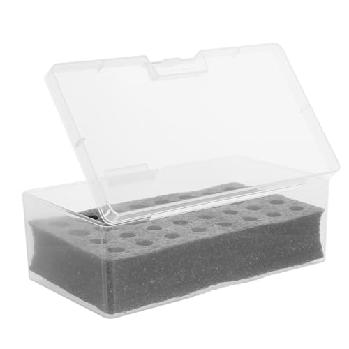 CLISPEED Caja Portapilas Transparente para Pilas AA y AAA con Espuma, Organizador Portátil de 32 Compartimentos, Estuche de Plástico Pequeño para Almacenamiento Seguro en Hogar y Viajes