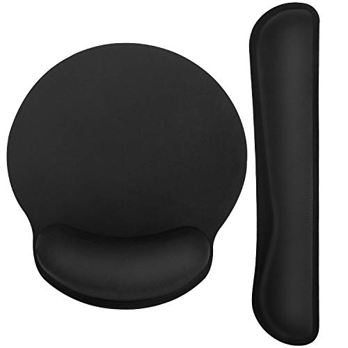 MoKo - MoKo Keyboard Wrist Rest Pad and Mouse Pad Wrist Support, Ergonomic Raised Memory Foam, Non Slip PU Rubber Base [Pain Relief] for Office, Computer, Laptop, Typist, Gamer - Black