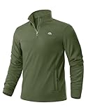 Pudolla Fall Winter Fashion Windproof Sweatshirt for Men Quarter Zip Pullover Golf Sweaters for Men(Army Green L
