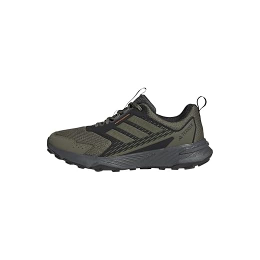 adidas Men's Terrex Tracefinder Trail Running Sneaker, Olive Strata/Olive Strata/Semi Impact Orange, 11