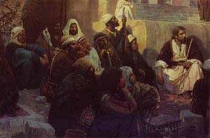 Peinture à l'huile Vasily Polenov Christ and Woman Taken in Adultery tableau grand format 30x36