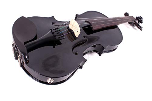 Violino elétrico 4/4 violino acústico cor preta bordo sólido abeto madeira livre violino arco feito
