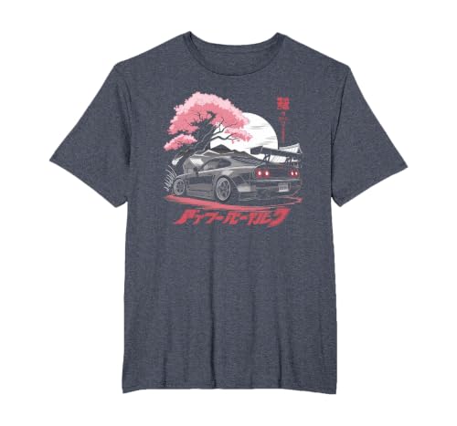 Japanese Car Tshirt Men JDM Japan Street Racing Streetwear T-Shirt, Men's Big and Tall, Heather Blue, 6X Tall